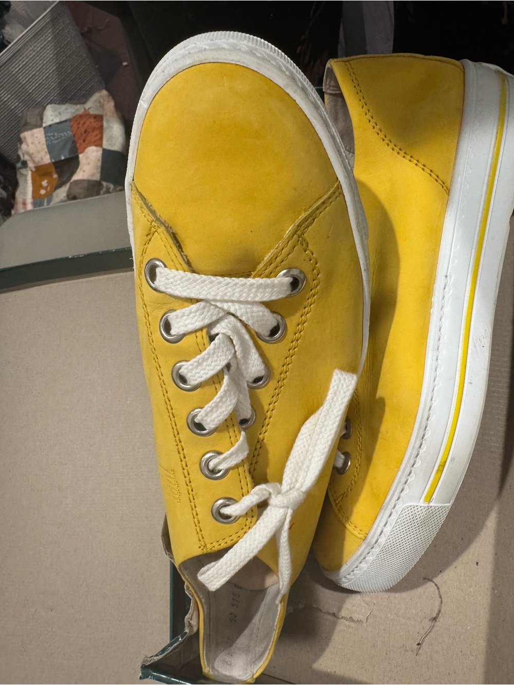Paul Green Yellow Ally Nubuck Low-Top Lace-Up Sneakers - Picture 4 of 7